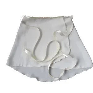 Ivory Off White Georgette Fishtail High Low Wrap Ballet Dance Yoga Skirt M/L NWT
